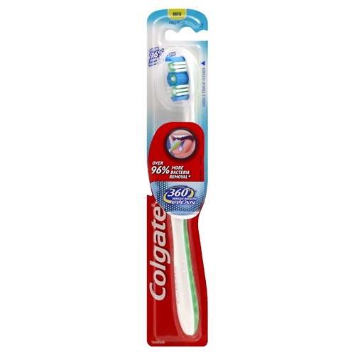 Image for Colgate Toothbrush, 360 Degrees, Whole Mouth Clean, Med,1ea from Roger's Family Pharmacy