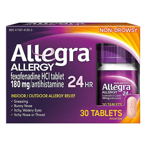 Image for Allegra Allergy Relief, Non-Drowsy, 180 mg, Tablets,30ea from Roger's Family Pharmacy