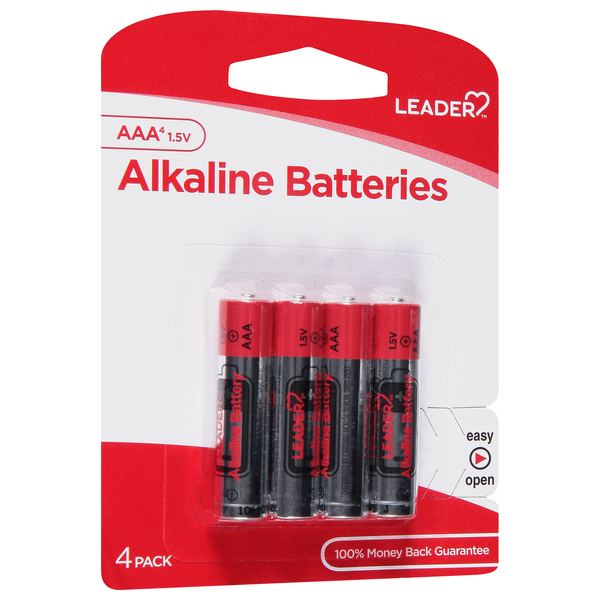 Image for Leader Batteries, Alkaline, AAA, 1.5V, 4 Pack, 4ea from Roger's Family Pharmacy