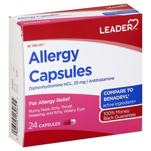 Image for Leader Allergy Capsules, 25 mg,24ea from Roger's Family Pharmacy