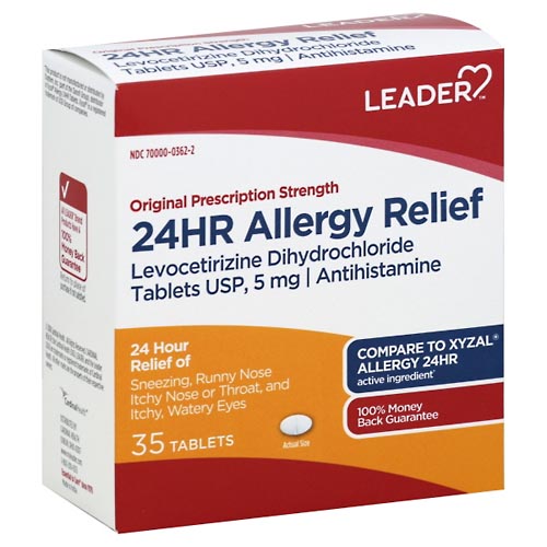 Image for Leader Allergy Relief, 24Hr, Original Prescription Strength, Tablets,35ea from Roger's Family Pharmacy