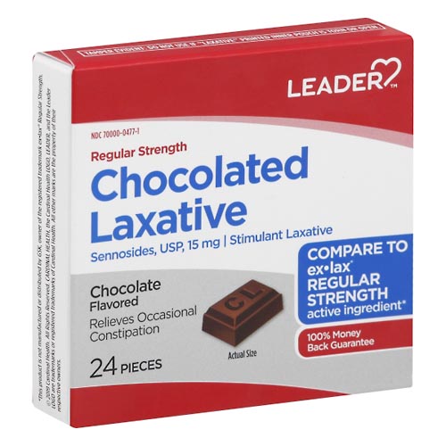 Image for Leader Chocolated Laxative, Regular Strength, 15 mg, Chocolate Flavored,24ea from Roger's Family Pharmacy