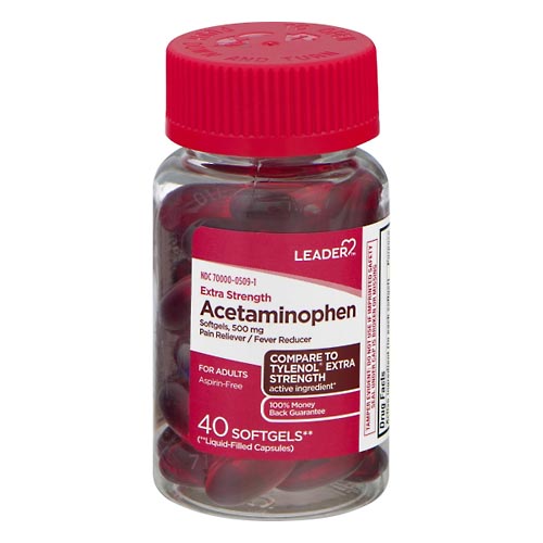 Image for Leader Acetaminophen, Extra Strength, 500 mg, Caplets,40ea from Roger's Family Pharmacy