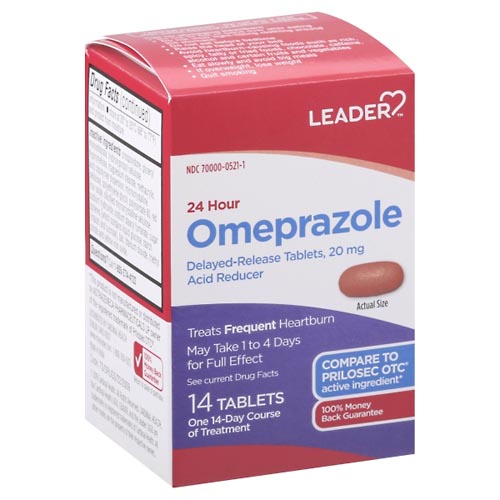 Image for Leader Omeprazole, 24 Hour, 20 mg, Delayed-Release Tablets,14ea from Roger's Family Pharmacy