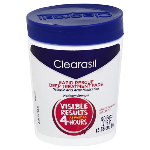 Image for Clearasil Deep Treatment Pads, Rapid Rescue, Maximum Strength,90ea from Roger's Family Pharmacy